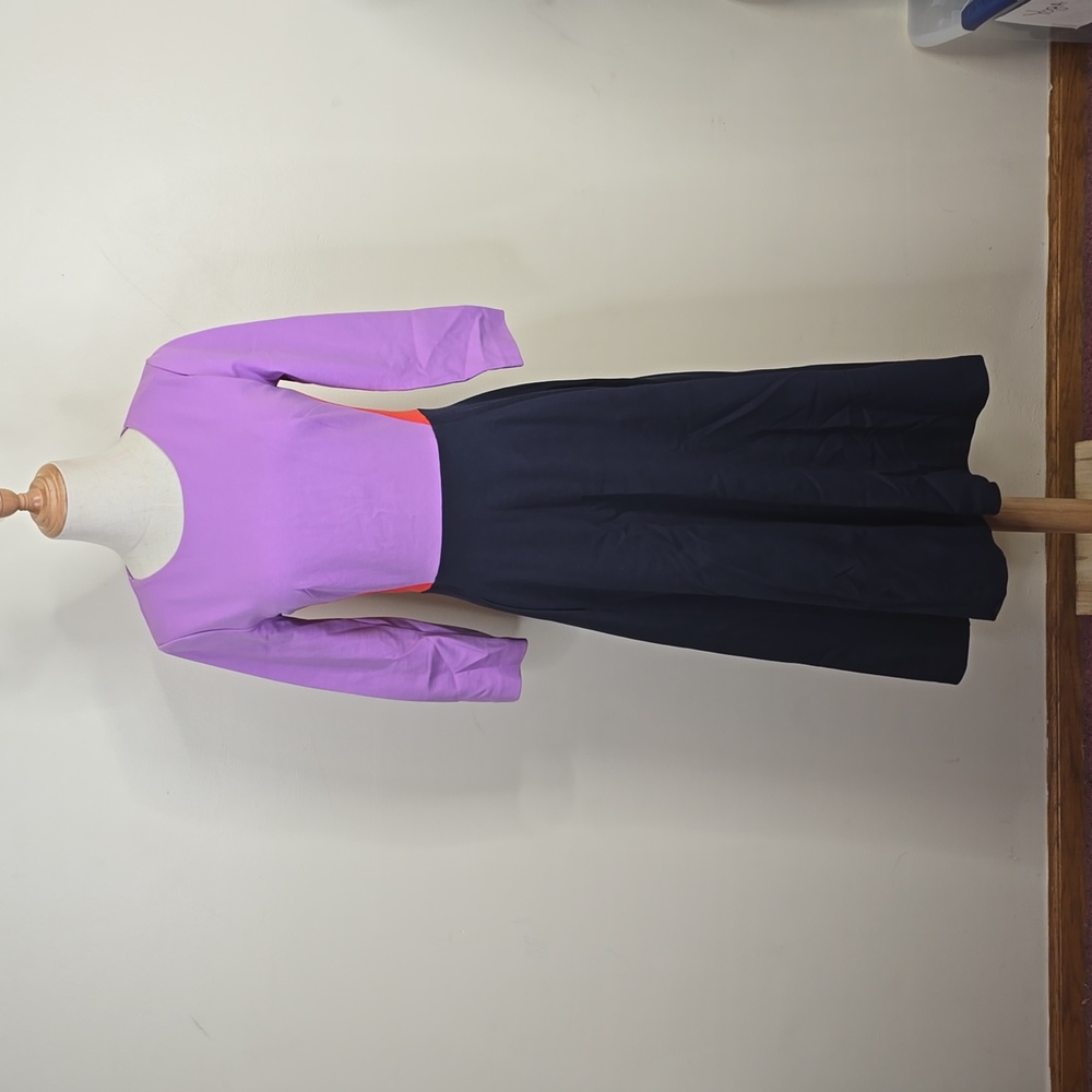Boden Purple Navy Blue Colorblock Fit & Flare Ivy Ponte Midi Dress 2 - Picture 3 of 6